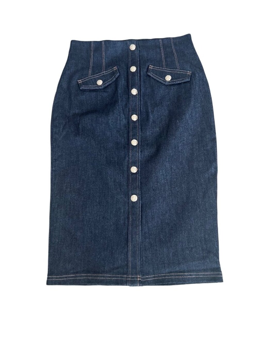White House Black Market Button Front Denim Skirt NWT Size 6 Midnight Rinse Wash - Picture 2 of 5